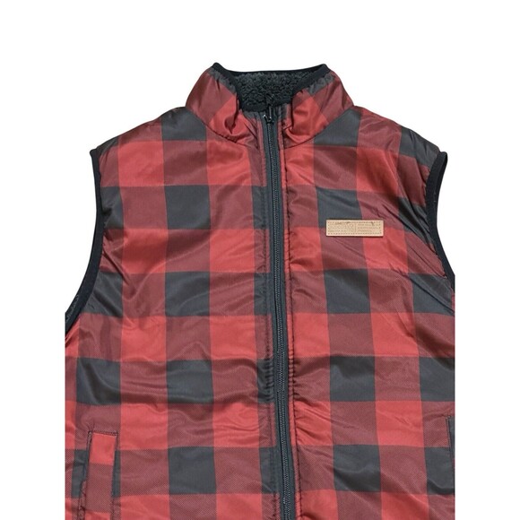 Buffalo David Bitton vest child L 14 16 or women S reversible plaid or fleece - Picture 4 of 12